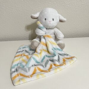 Little Miracles Plush Lamb Security Blanket Lovey Lovie Chevron Print